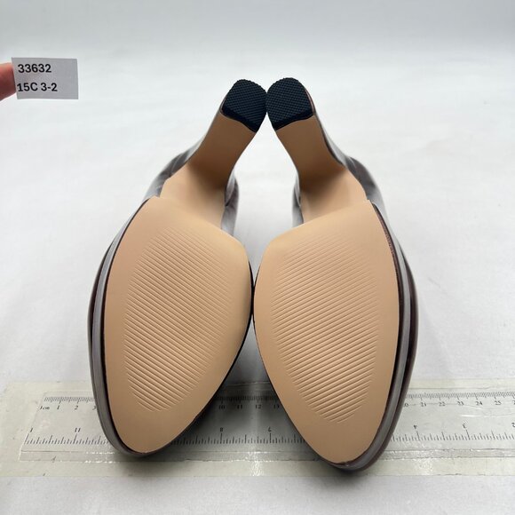 miss left Brown Platform Almond Toe Pumps Classic Slip On Chunky High Heel Shoes - Picture 7 of 8